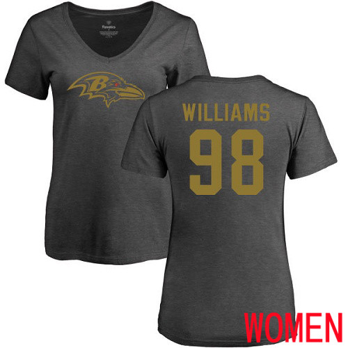 Baltimore Ravens Ash Women Brandon Williams One Color NFL Football 98 T Shirt